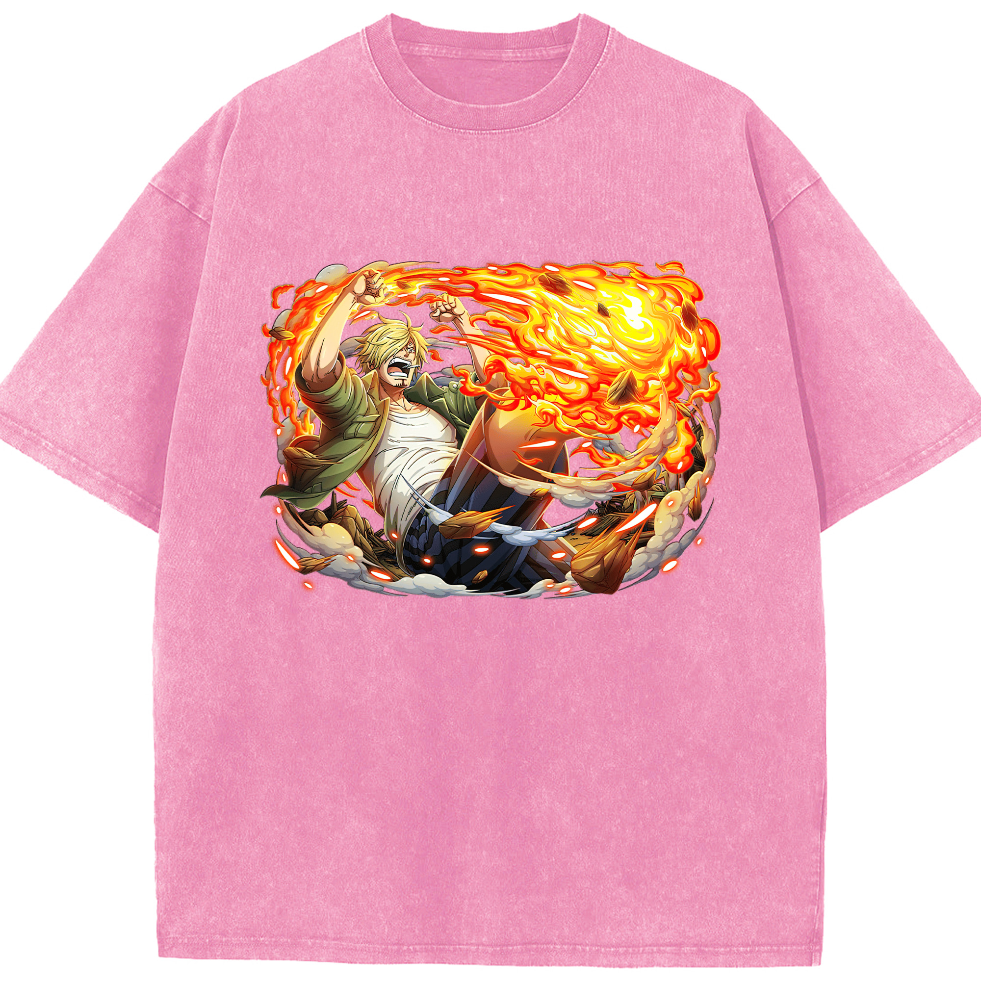 ワンピース サンジ ONE PIECE Sanji 綿100% ヴィンテージ風 半袖Tシャツ（フロントプリント）